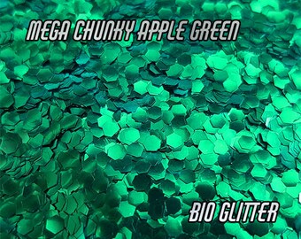 MEGA CHUNKY APPLE Green Bio Glitter - 2.4mm - Biodegradable Glitter- Festival  Glitter-  Eco Glitter - Mermaid Glitter - Cosmetic Grade -82