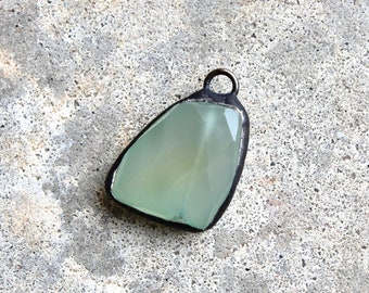 Medium Faceted Chunky Sage Green Pendant