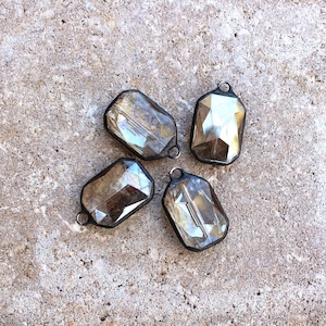 Large Smoky Gray Crystal Rectangle Pendant