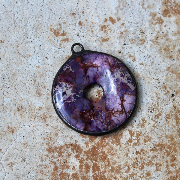 Large Purple Magnesite Doughnut Pendant