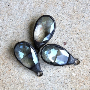 Medium Blue Gray Crystal Teardrop Pendant