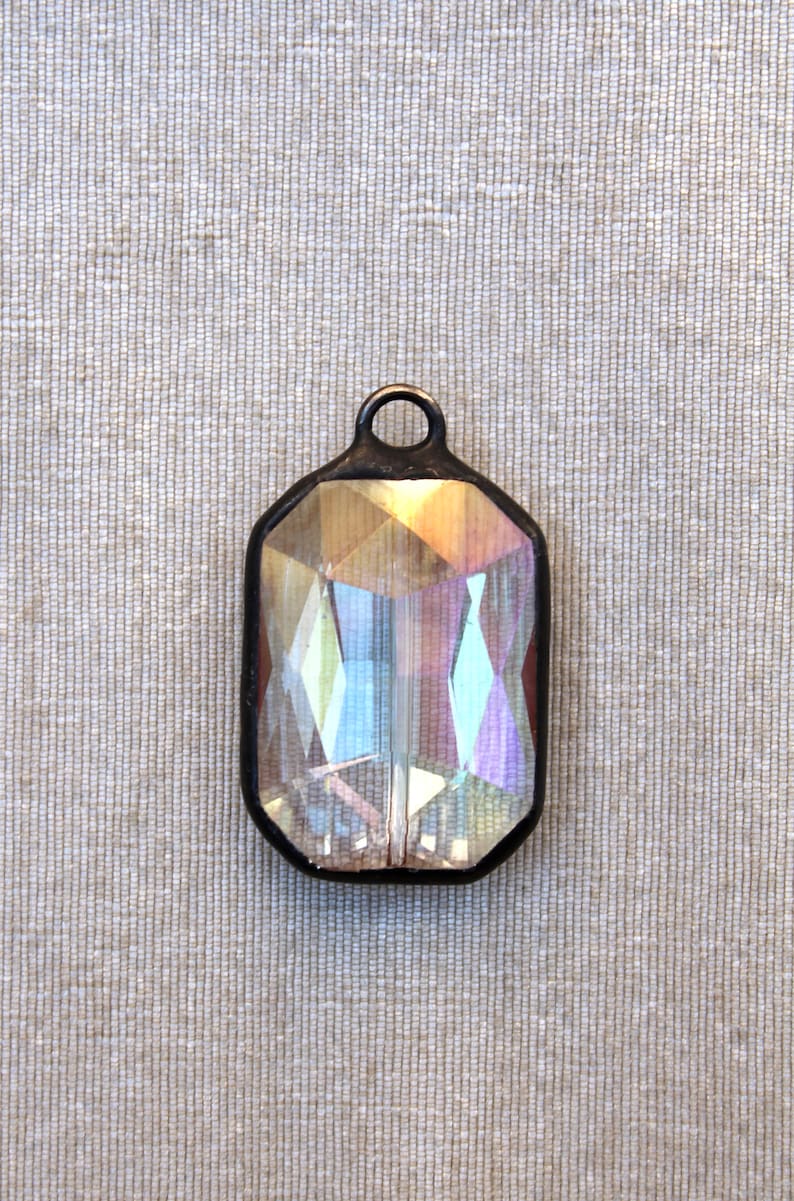 Large Rectangular AB Crystal Pendant image 2