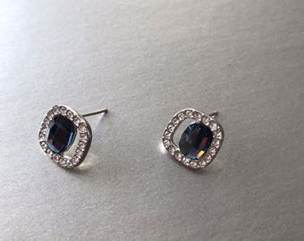 Deep Blue Swarovski Crystal Earrings -Kate-