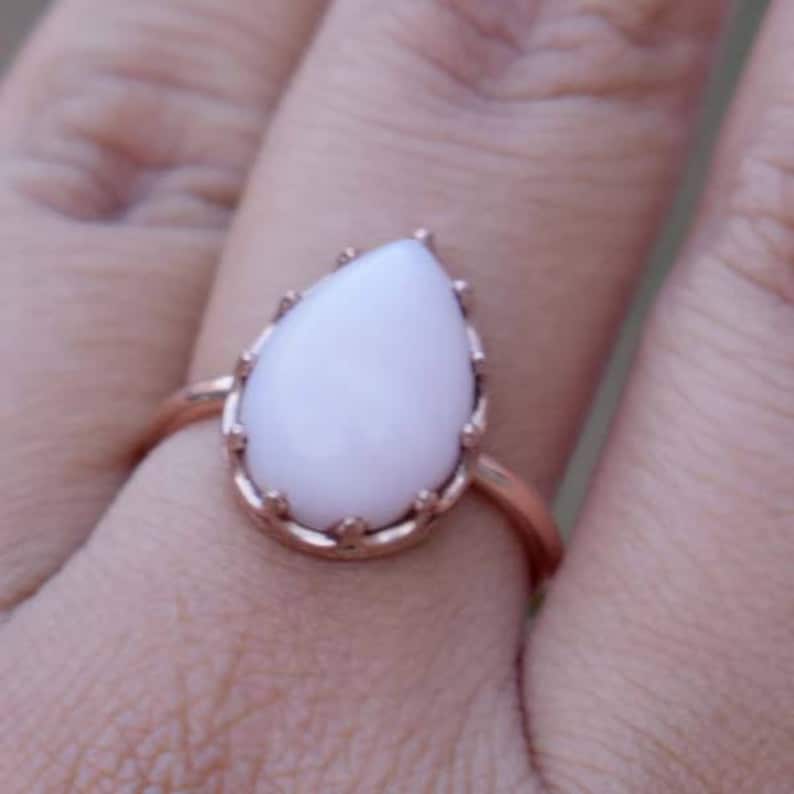 Christmas Gift Ring 925 Sterling Silver Designer Opal Ring Pink Gemstone Ring Pink Opal Ring Rose Gold Fill Grown Pink Opal Ring