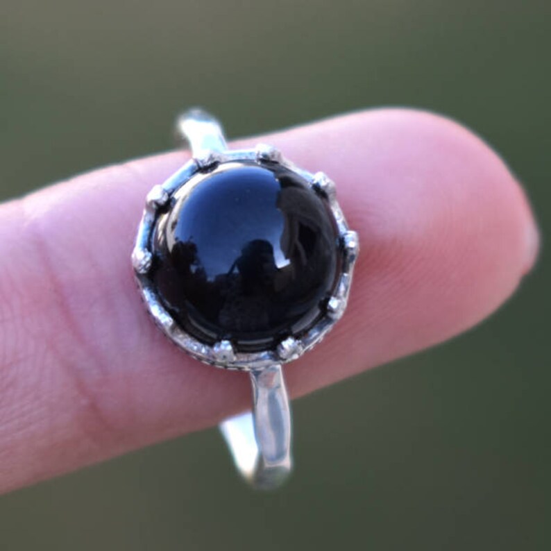 December Birthstone Ring-Unique Christmas Gift Ring Beautiful Natural Black Onyx Ring-Solid 925 Sterling Silver Black Ring-Handmade Jewelry