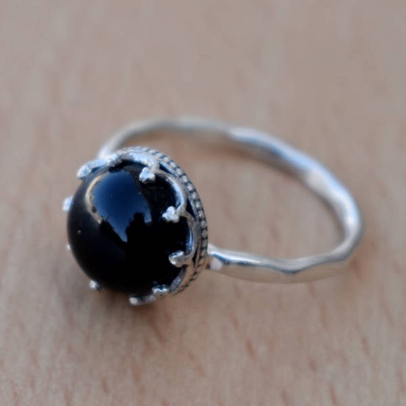December Birthstone Ring-Unique Christmas Gift Ring Beautiful Natural Black Onyx Ring-Solid 925 Sterling Silver Black Ring-Handmade Jewelry