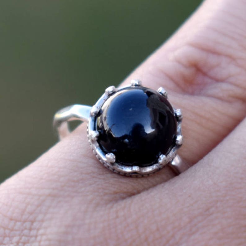 December Birthstone Ring-Unique Christmas Gift Ring Beautiful Natural Black Onyx Ring-Solid 925 Sterling Silver Black Ring-Handmade Jewelry