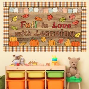 Fall Bulletin Board Decor Fall in Love With Learning Class Bulletin Board Bundle Autumn Bulletin Board Printable Hallway Bulletin Board Idea