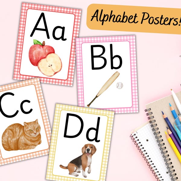 Colorful Alphabet Posters - Etsy