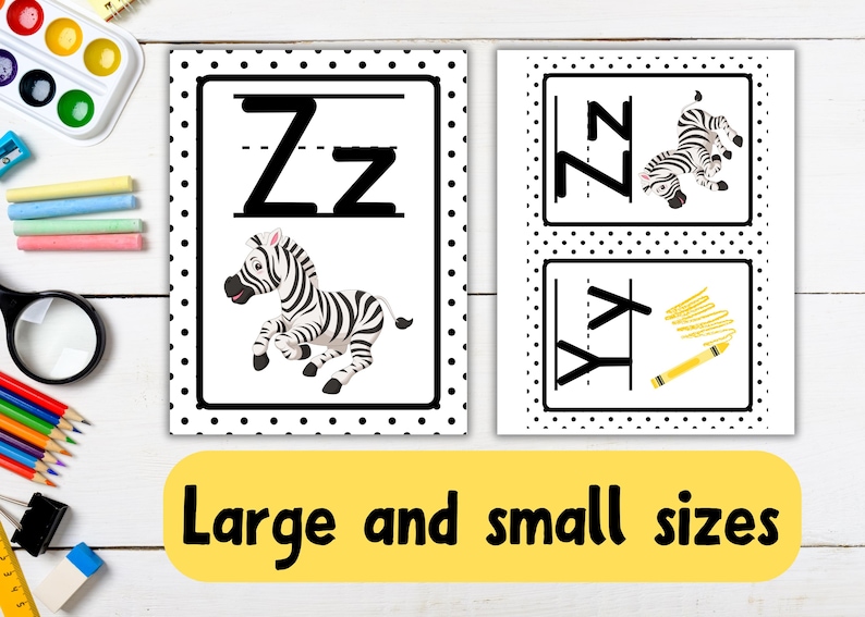 Black and White Polka Dot Alphabet Posters With Pictures: A-Z Classroom ...
