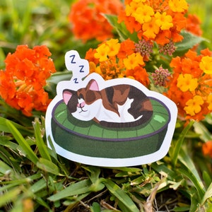 Sticker chat calicot à l&#39;heure de la sieste