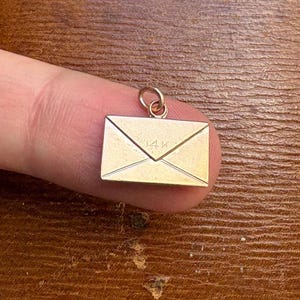 Vintage 14K 585 Yellow Gold Envelope Letter Happy Birthday Pendant
