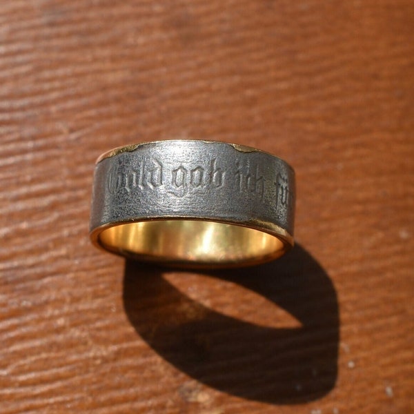 Antique 14K 585 Gold Iron I Gave Gold For Iron Ring WWI 1914