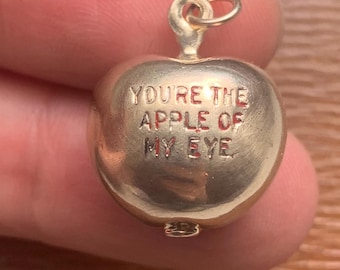 Vintage 14K 585 Yellow Gold Apple of my Eye Enamel Pendant