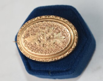 Antique Rolled Gold Floral Flower Brooch Pin Pendant