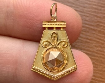 Antique 14K 585 Yellow Gold Victorian Etruscan Revival Pendant conversion Charm