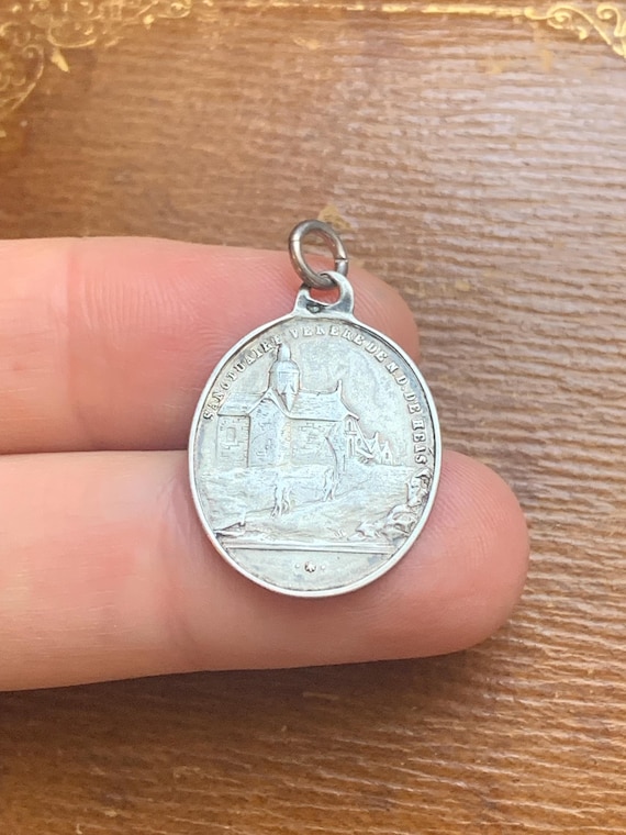 Antique Silver Religious Notre Dame Medal Pendant Fre… - Gem