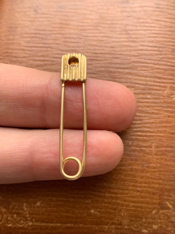 Vintage 14K 585 Yellow Gold Safety Pin Brooch - image 2