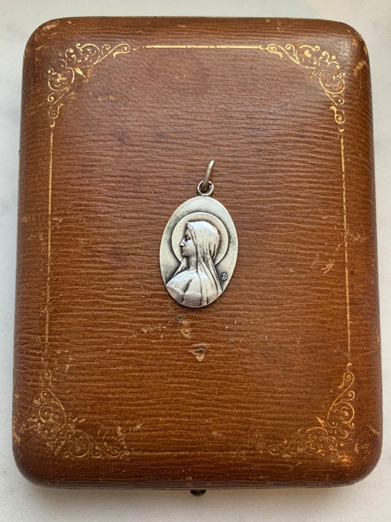 Antique Sterling Silver 925 Virgin Mary Pendant F… - image 1