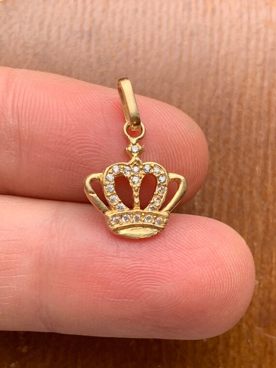 Vintage 18K 750 Yellow Gold Crown Queen King Char… - image 6