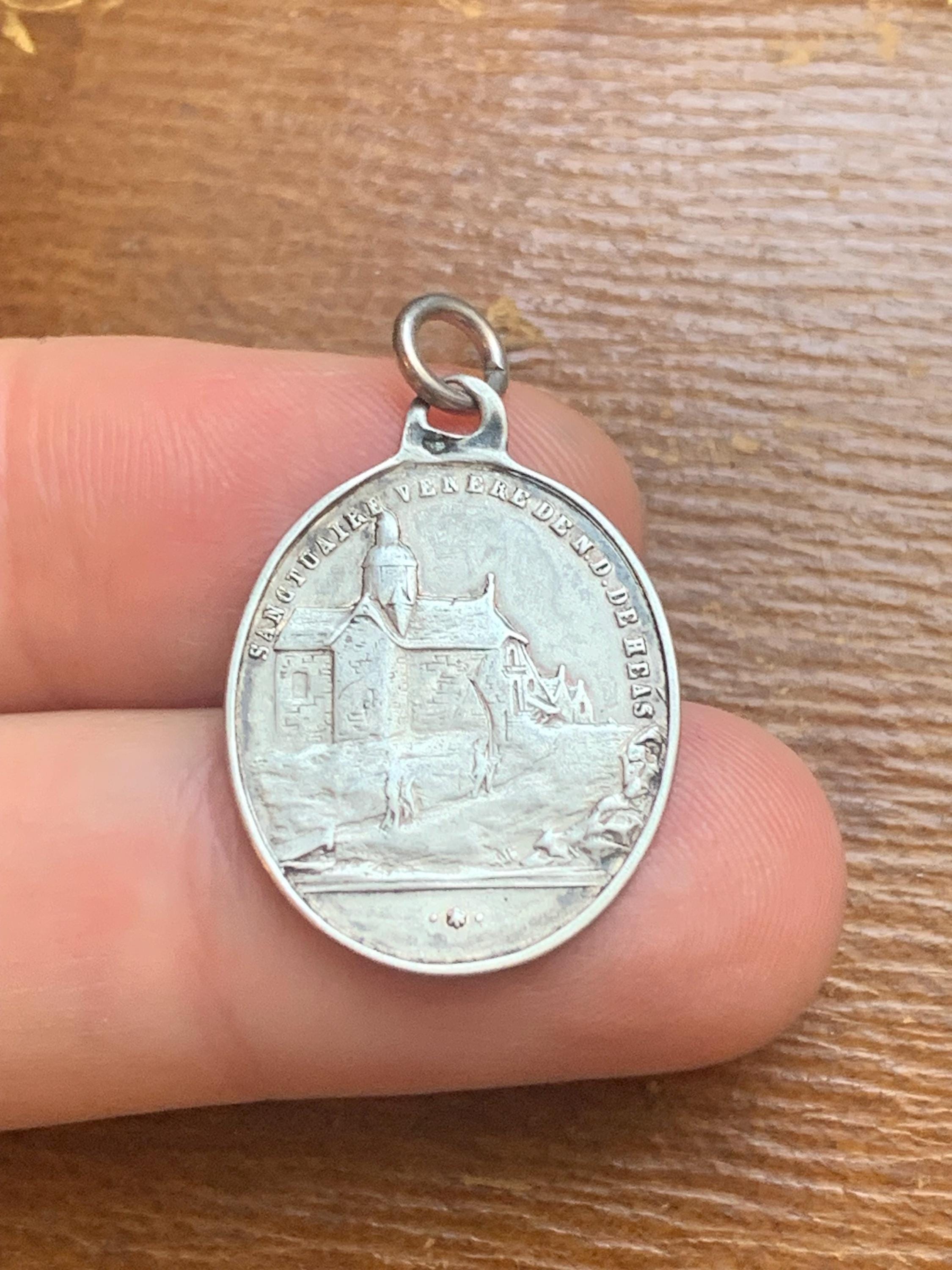Antique Silver Religious Notre Dame Medal Pendant French France - Etsy