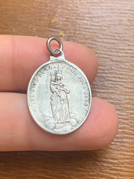 Antique Silver Religious Notre Dame Medal Pendant Fre… - Gem