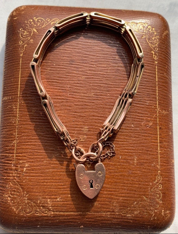 Vintage Rose Gold Filled GF Padlock 4 Gate Link Br