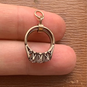 Vintage 9K 375 Gold Engagement Wedding Band Paste Ring Charm Pendant