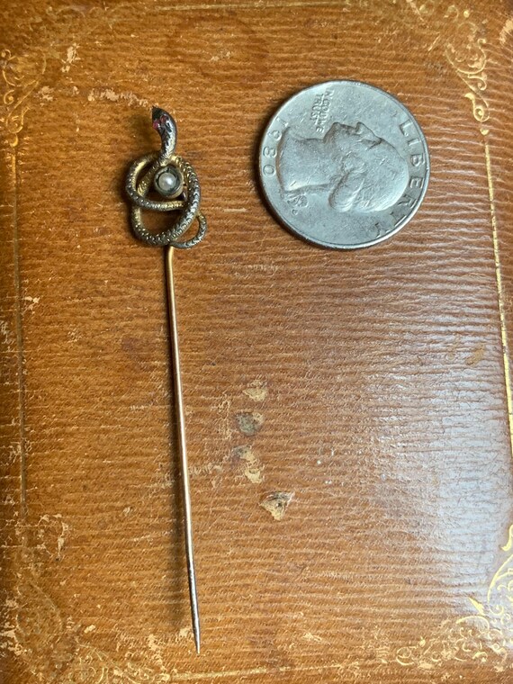 Stick Pin Snake Antique Gold Filled Paste Serpent Snake Stickpin Stic… - Gem
