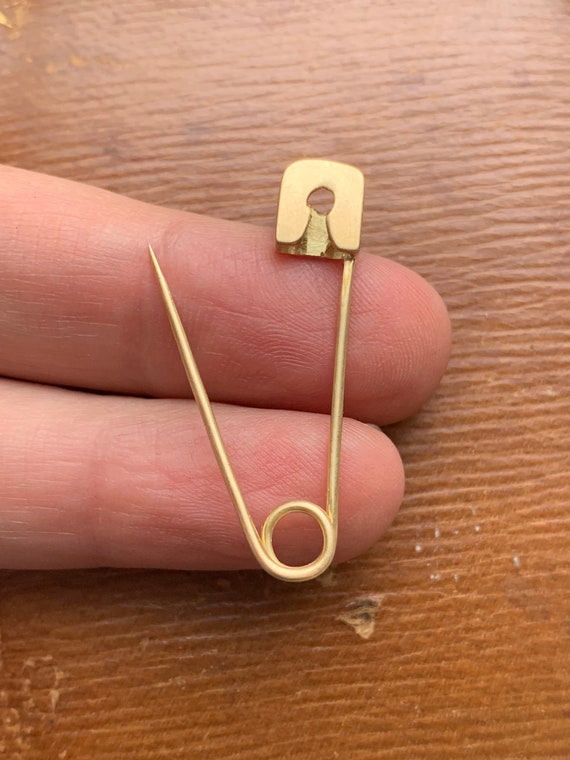 Vintage 14K 585 Yellow Gold Safety Pin Brooch - image 6