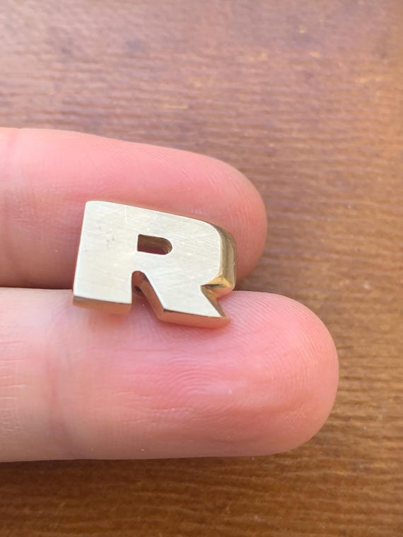 Vintage 14K 585 Yellow Gold R Letter Cufflink Cuff Li… - Gem