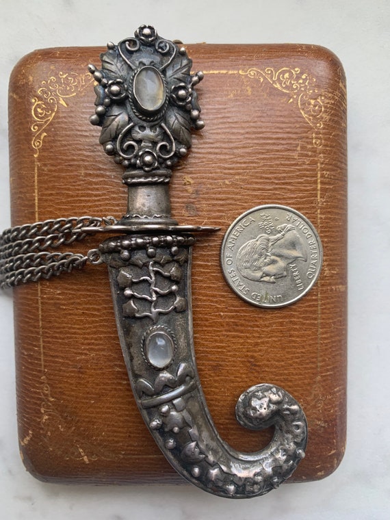 Vintage Sterling Silver 925 Moonstone Dagger Swor… - image 9