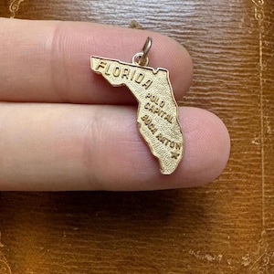 Vintage 14K Yellow Gold Florida State Pendant