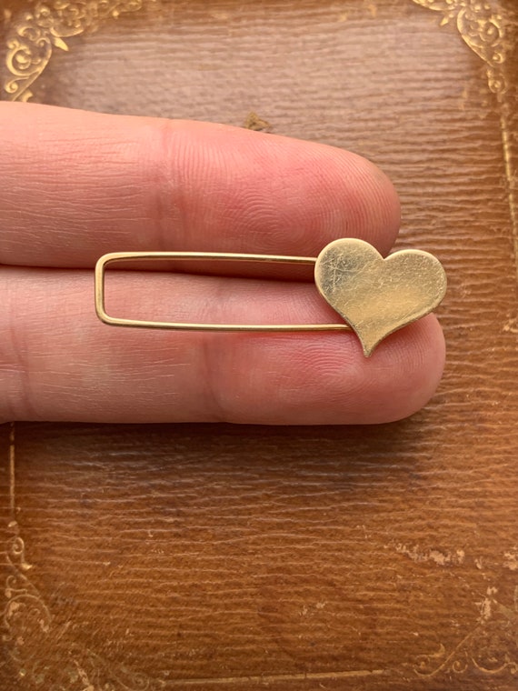 Vintage 14K 585 Yellow Gold Heart Love Safety Pin 