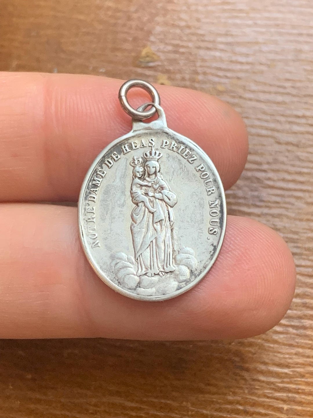 Antique Silver Religious Notre Dame Medal Pendant French France - Etsy