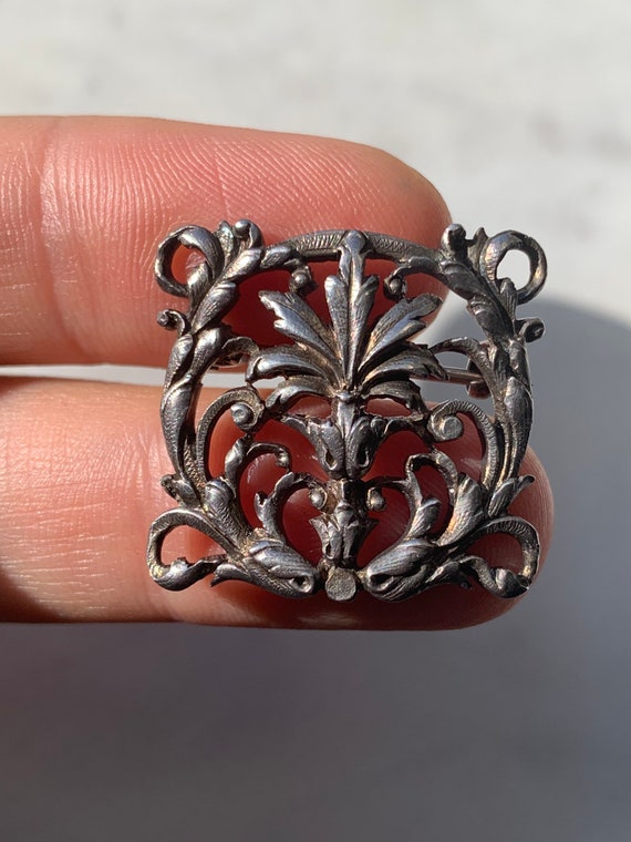 Antique Sterling Silver Gold French Pin Floral Flo