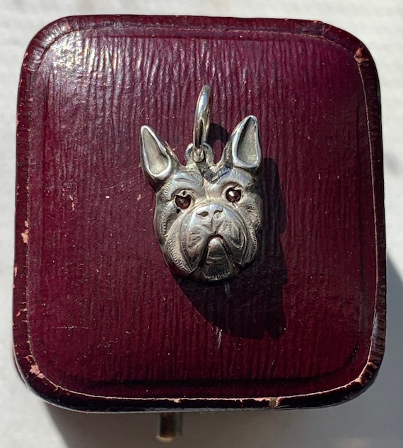 Antique Sterling Silver 925 Dog Terrier Bulldog B… - image 1