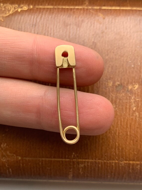 Vintage 14K 585 Yellow Gold Safety Pin Brooch