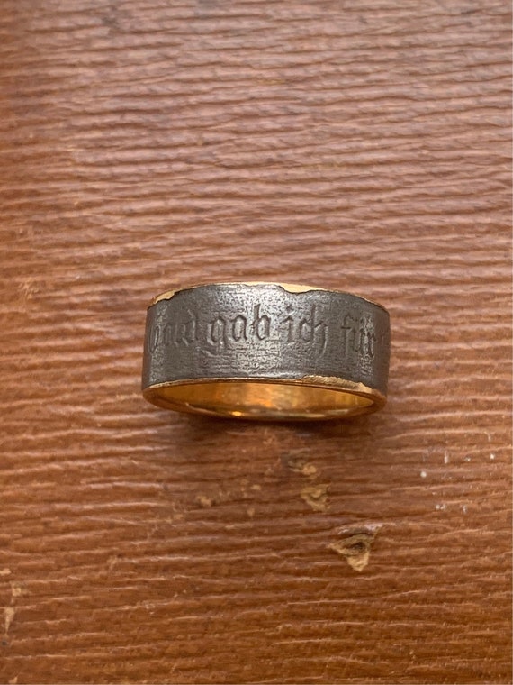 Antique 14K 585 Gold Iron I Gave Gold For Iron Ri… - image 2