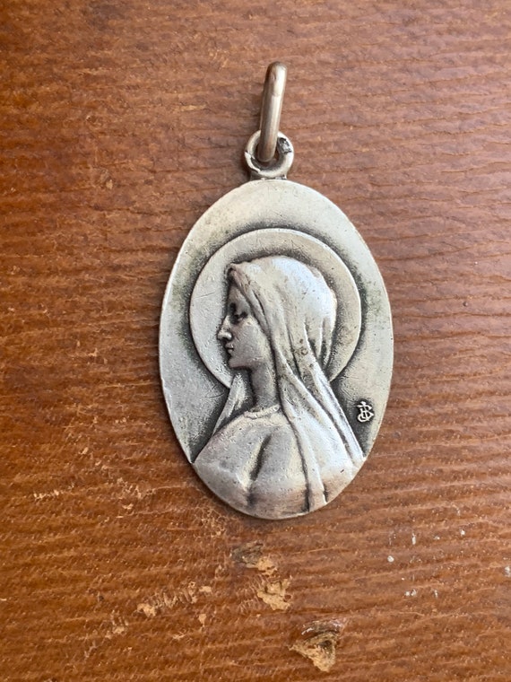 Antique Sterling Silver 925 Virgin Mary Pendant F… - image 2
