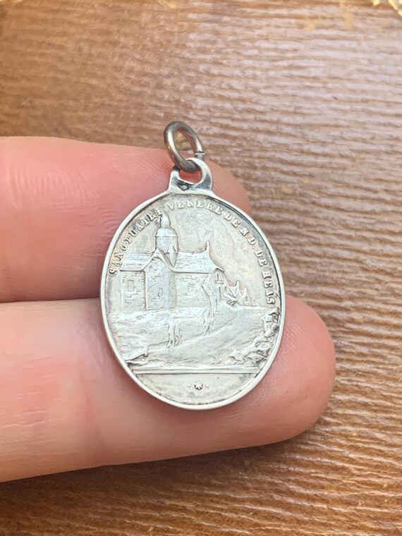 Antique Silver Religious Notre Dame Medal Pendant Fre… - Gem