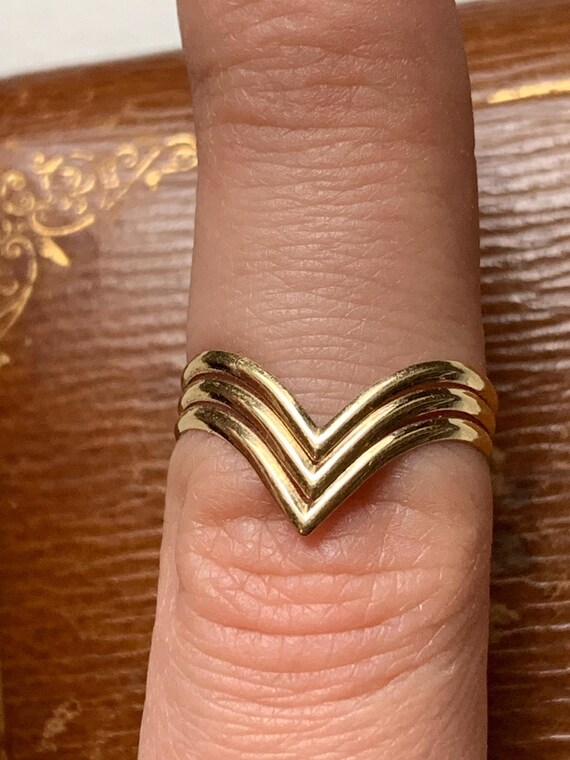 Vintage 14K 585 Yellow Gold Chevron Ring Italy Italian Etsy