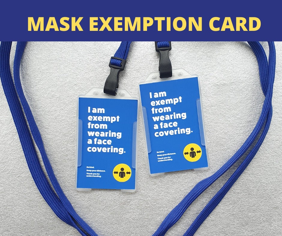 2 x Mask exemption Card Exempt From Wearing a Face Covering Etsy