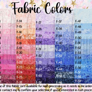 a poster with the words fabric colors on it