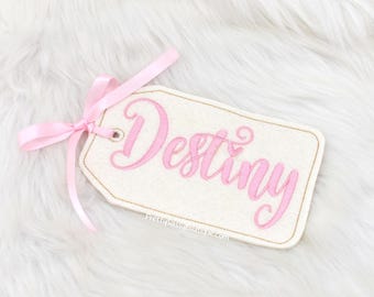 Personalized Stocking Name Tag - Custom Embroidered Felt Christmas Name Tag, Big Personalized , 6 inch Gift Tag, Stocking Name Tag, Gift Tag