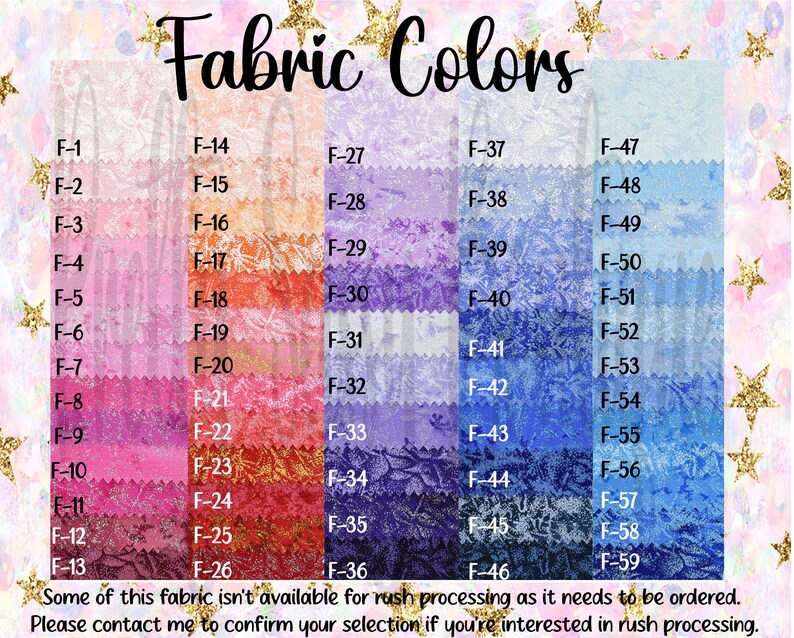 a poster with the words fabric colors on it