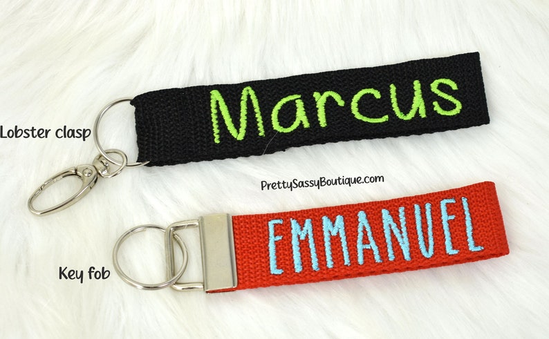 Personalized key fob key chain name tag. Colors can be customized.