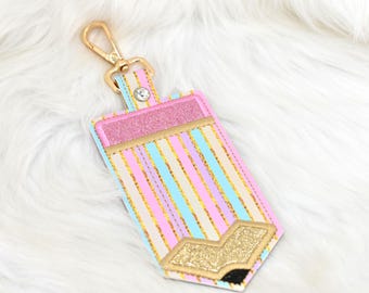 Pencil ID Holder, Alarm Badge Keychain Holder, Personalized Teacher Gifts, Teacher Vertical ID, Glitter Custom ID Holder, Lanyard Accessory