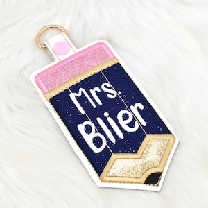 Pencil ID Holder, Personalized Bag Tag, Glitter Custom ID Holder, Vertical ID Card Case, Lanyard Accessory, Teacher Gift,Pencil Badge Holder