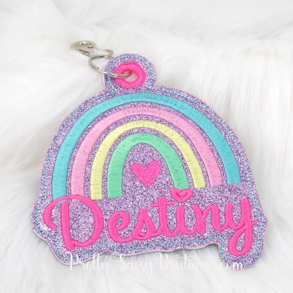 Etiqueta personalizada para mochila de arcoíris, etiqueta con nombre, etiqueta con nombre bordada, etiqueta con nombre para mochila, etiqueta con nombre, etiqueta para mochila escolar grande, equipaje, lonchera,